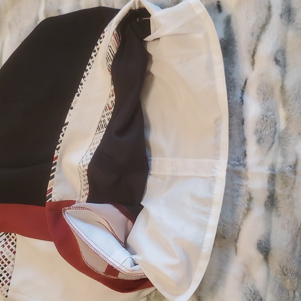 White House Black Market Black, White & Rust Colorblock Mini Skirt - Picture 7 of 7